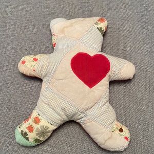 Vintage Farmhouse Quilted Bear with Red Heart